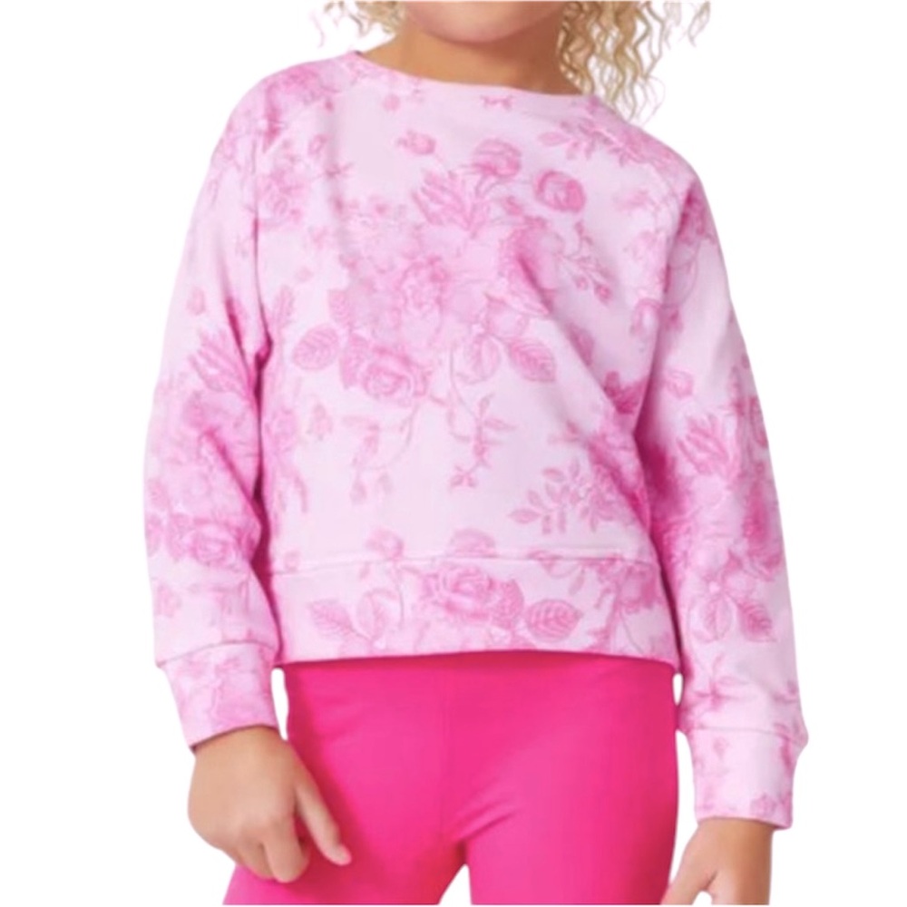 Terez Girl’s Pink Floral Print Crew-Neck Sweatshirt Size 7/8